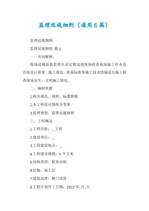 监理巡视细则(通用6篇)