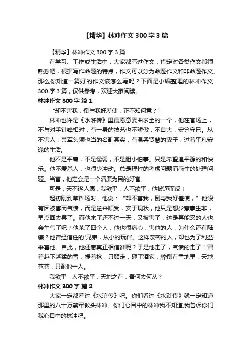 【精华】林冲作文300字3篇