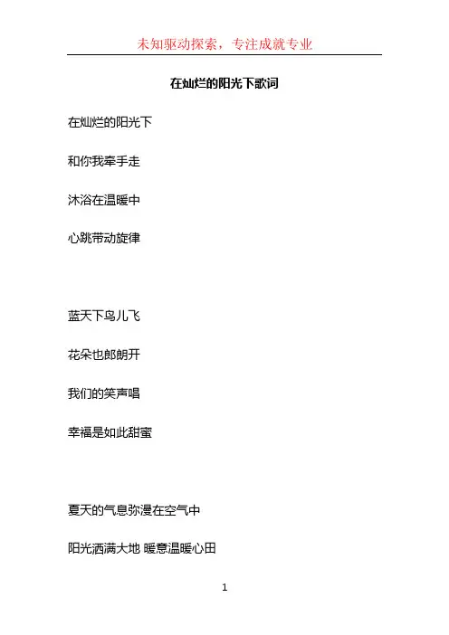 在灿烂的阳光下歌词 (2)