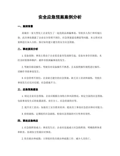 安全应急预案案例分析