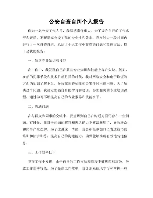 公安自查自纠个人报告