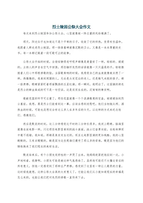 烈士陵园公祭大会作文