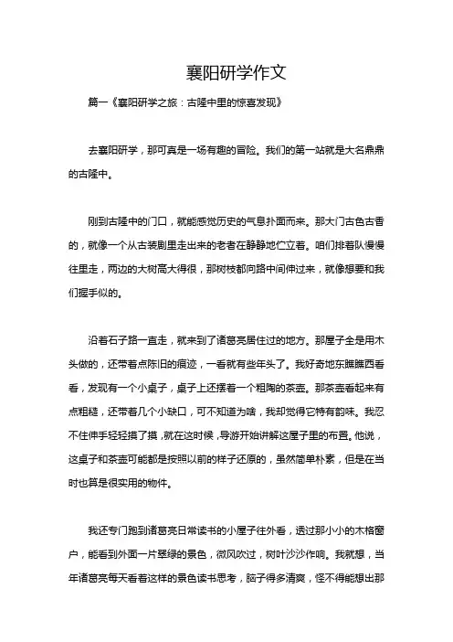 襄阳研学作文