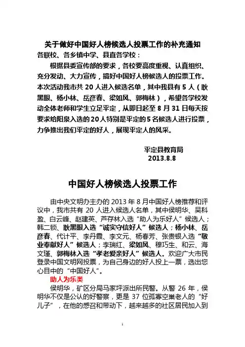 中国好人评选投票办法