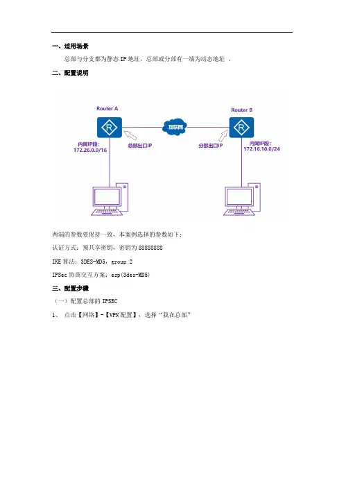 IPsec-VPN配置文档(锐捷与锐捷设备)