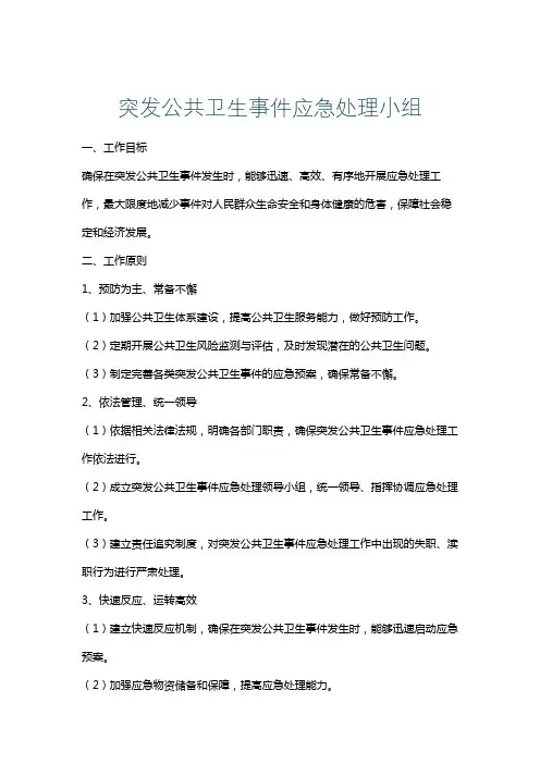 突发公共卫生事件应急处理小组