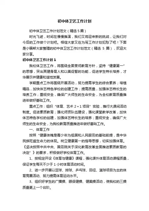 初中体卫艺工作计划范文（精选5篇）