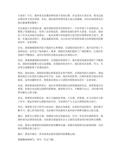 退团发言稿范文