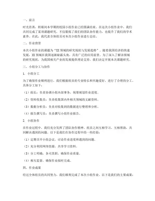 校园小组作业总结范文