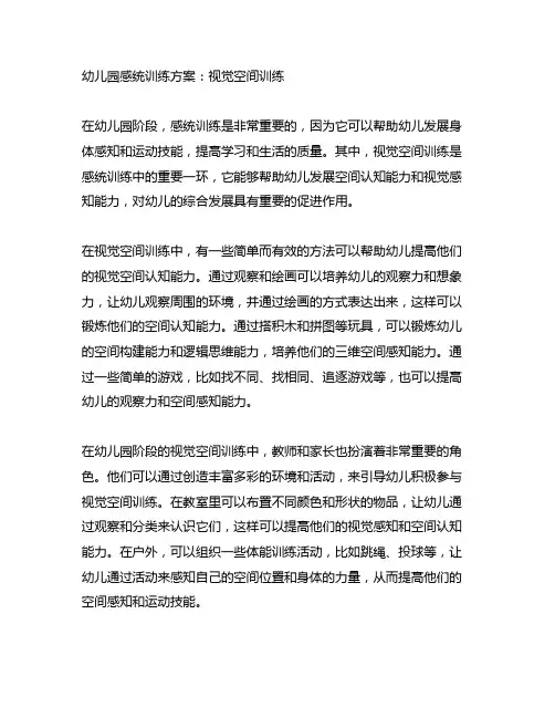 幼儿园感统训练方案：视觉空间训练