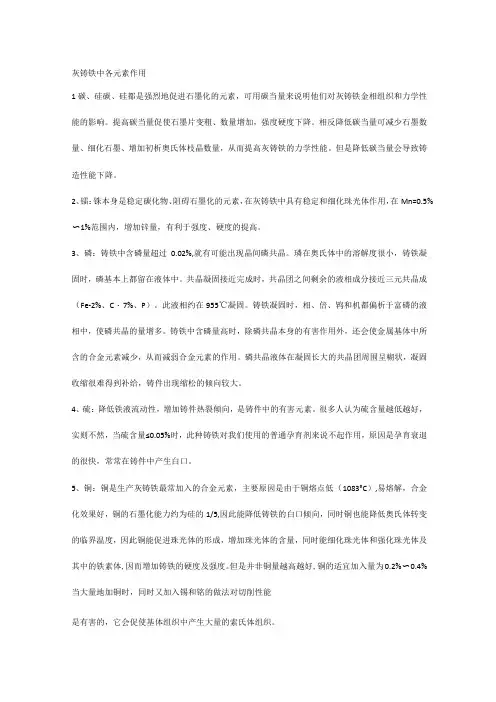 灰铸铁中各元素作用