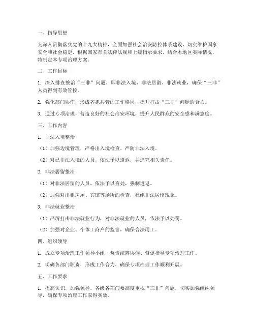 三非问题专项治理方案