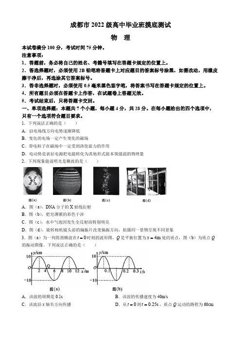 四川省成都市2023-2024学年高二下学期期末高中毕业班摸底测试零诊物理试题(含答案)