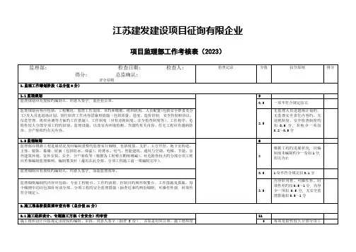 项目监理部工作考评表