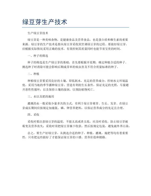 绿豆芽生产技术