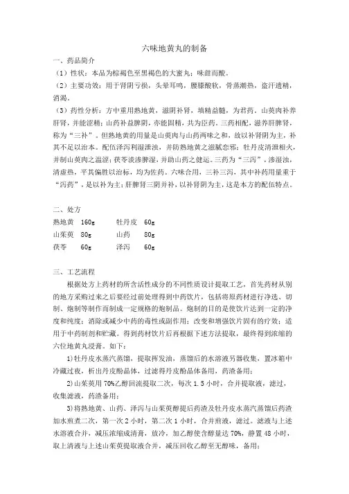 六味地黄丸的制备