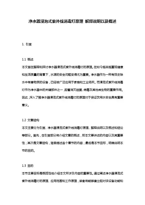 净水器浸泡式紫外线消毒灯原理_解释说明以及概述