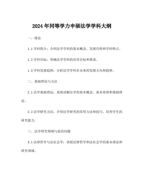 2024年同等学力申硕法学学科大纲