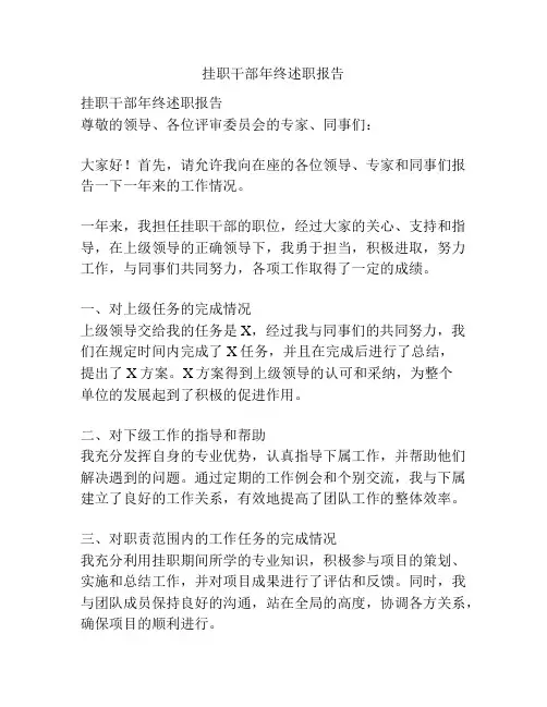 挂职干部年终述职报告