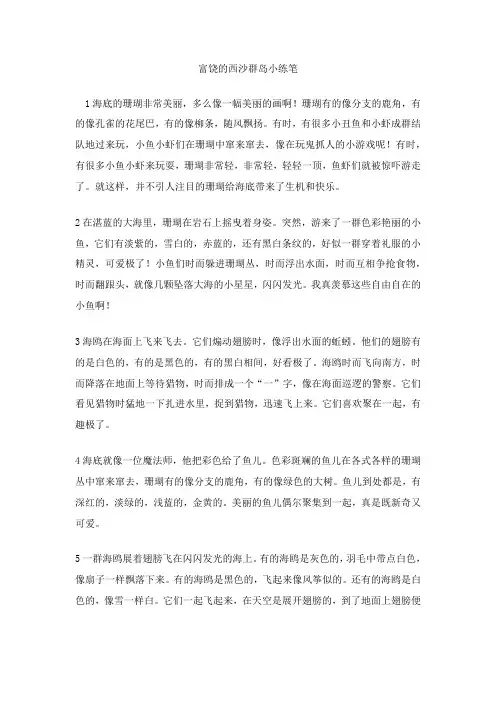 富饶的西纱群岛小练笔