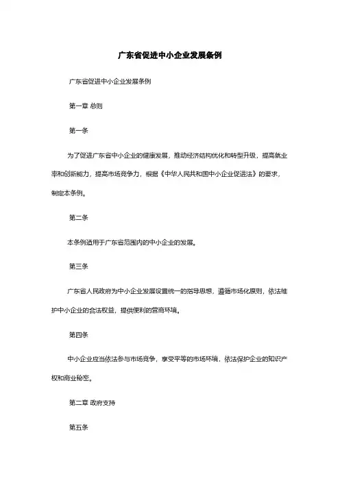 广东省促进中小企业发展条例