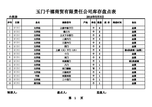 家具盘点表空表