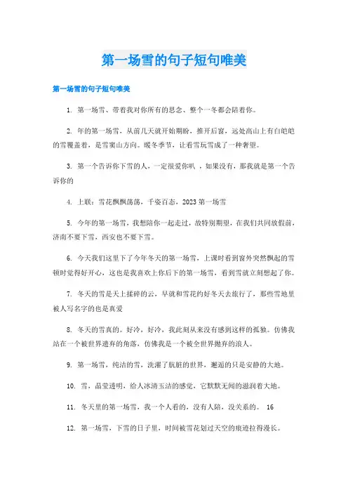 第一场雪的句子短句唯美