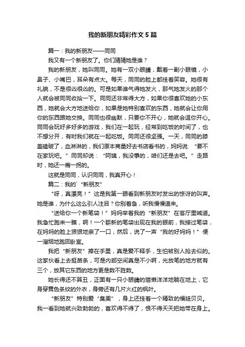 我的新朋友精彩作文5篇