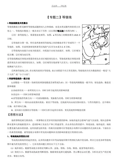 高考地理专题二《等值线》