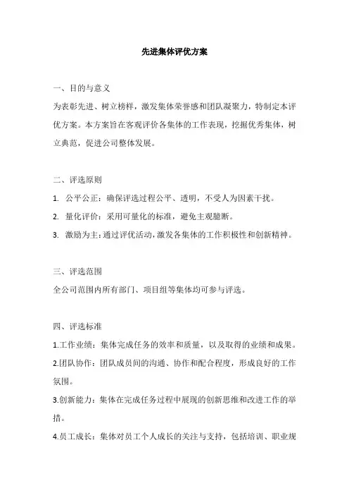 先进集体评优方案