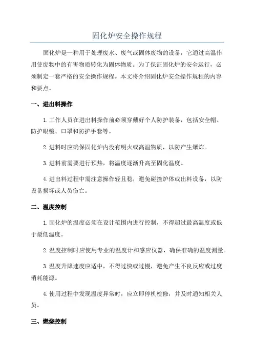 固化炉安全操作规程
