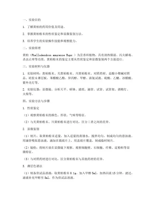 黄柏粉末的鉴定实验报告