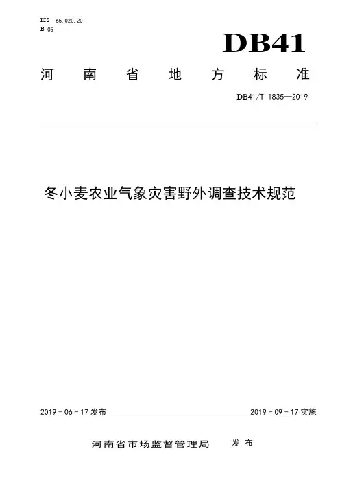 冬小麦农业气象灾害野外调查技术规范