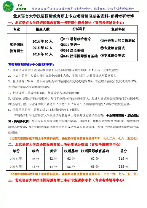 2017年北京语言大学汉硕考研真题学长笔记参考书考点