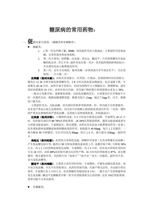 《糖尿病常用药物》word版