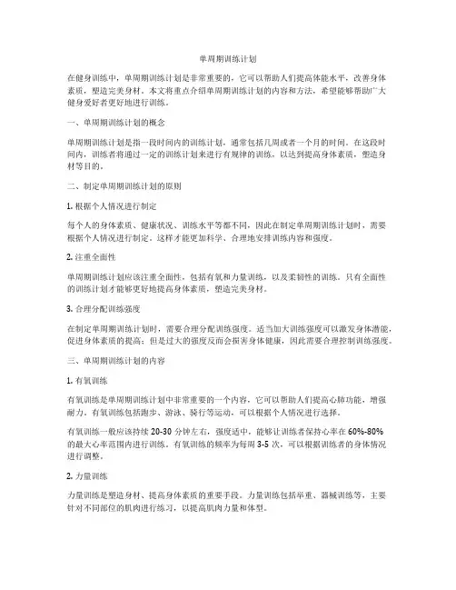 单周期训练计划