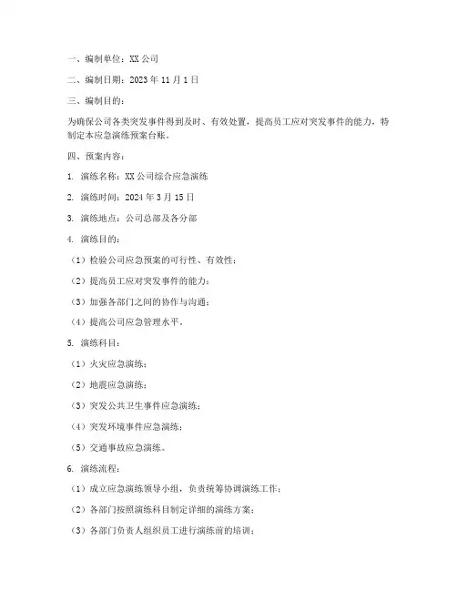 应急演练预案台账