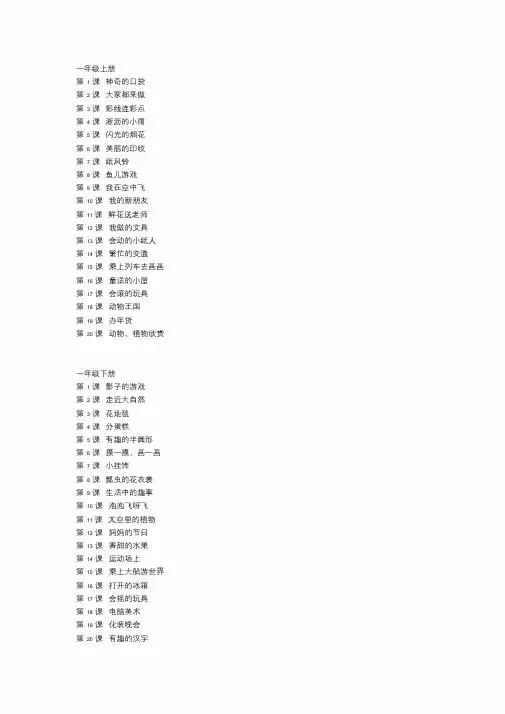 人教版小学美术教材目录文件.doc