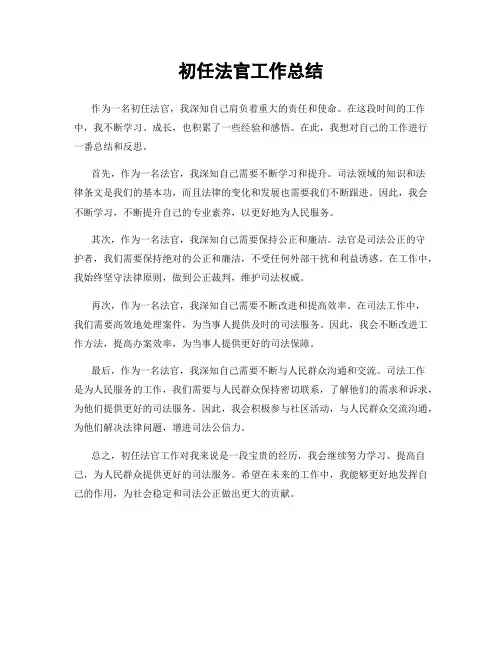 初任法官工作总结