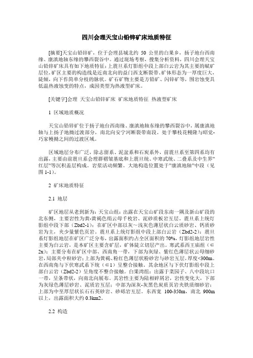 四川会理天宝山铅锌矿床地质特征