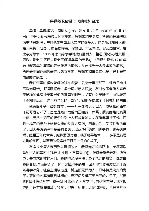 鲁迅散文欣赏：《呐喊》自序