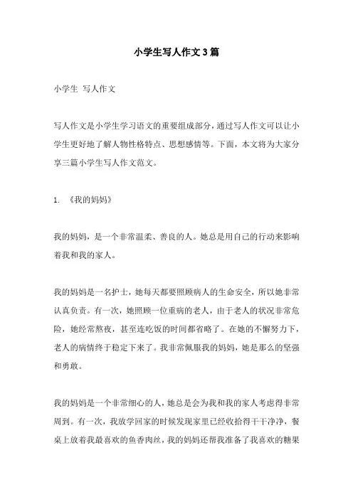 小学生写人作文3篇