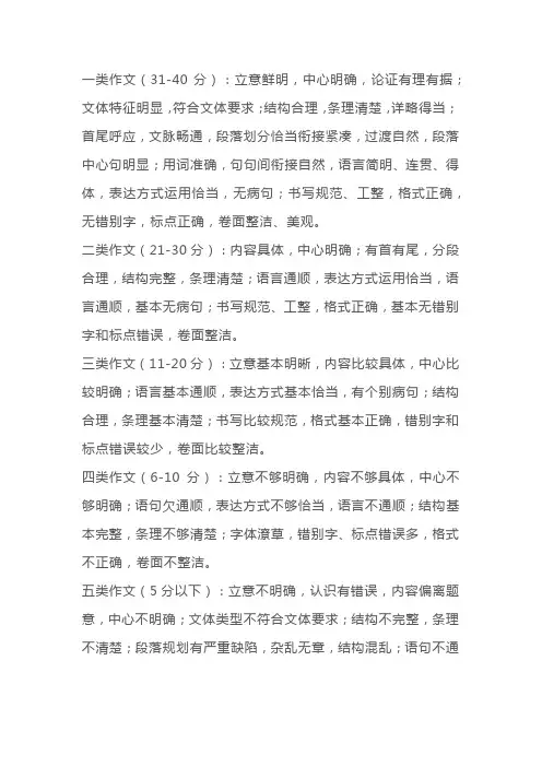 申论作文的评分标准
