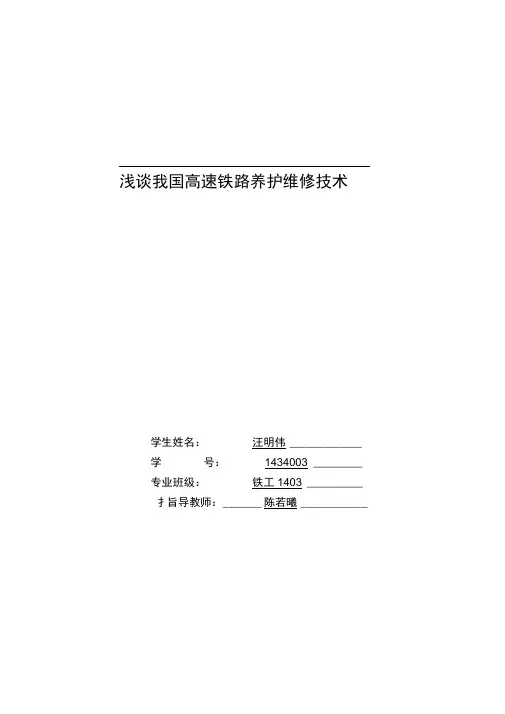 浅谈我国高速铁路养护维修技术