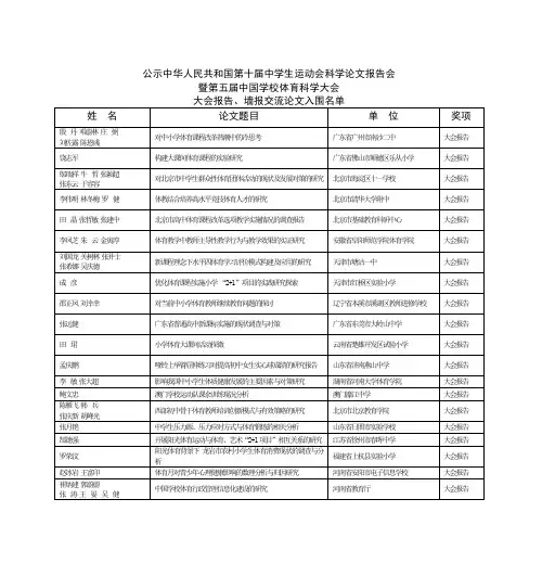 国第十届中学生运动会科学论文报告会暨第五届中国学校体育DOC