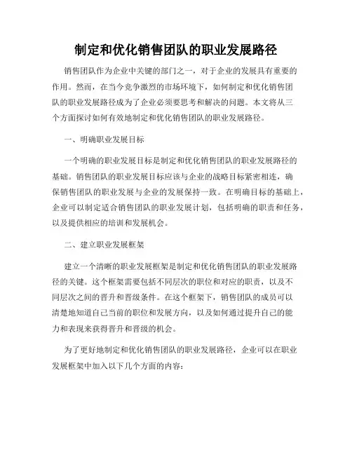 制定和优化销售团队的职业发展路径
