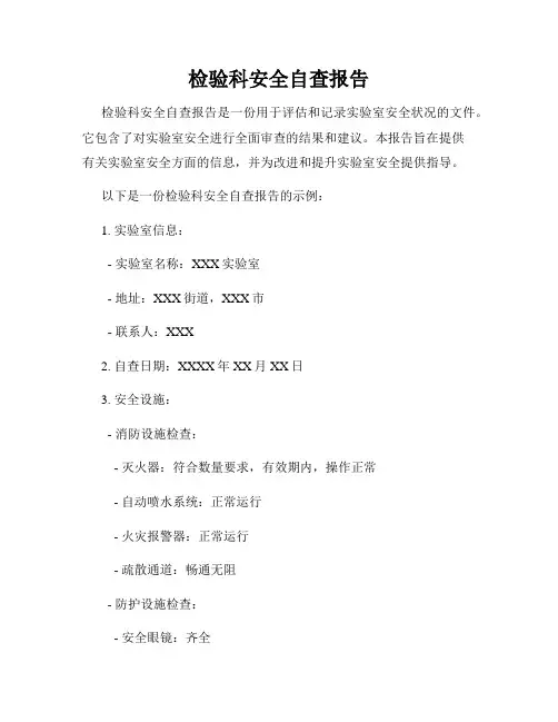 检验科安全自查报告