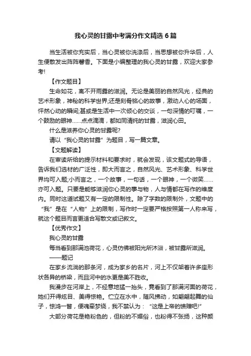 我心灵的甘露中考满分作文精选6篇