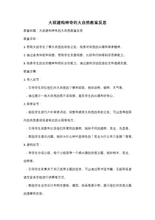 大班建构神奇的大自然教案反思