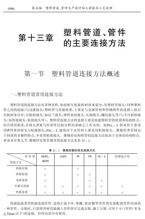 塑料管道、管件的主要连接方法